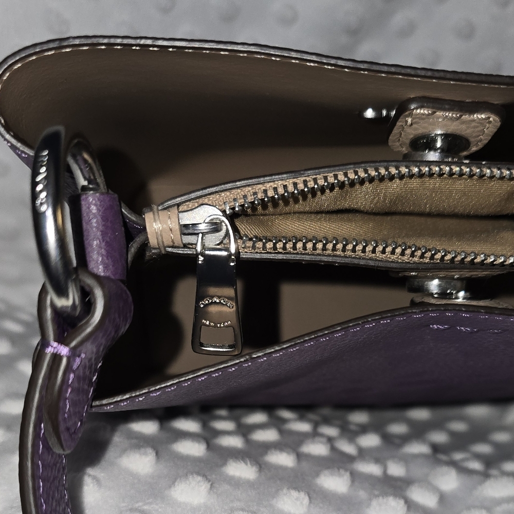 Coach Purple Leather Crossbody Bucket Bag - NWT - Picture 6 of 10